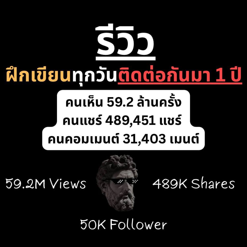 รีวิว ฝึกเขียนทุกวัน ติดต่อกันมา 1&nbsp;ปี
