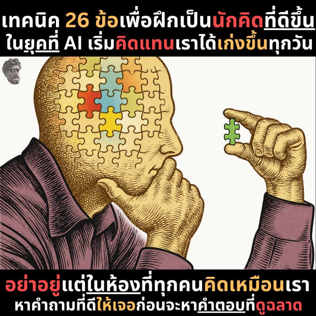 เทคนิค 26 ข้อ เพื่อฝึกเป็นนักคิดที่ดีขึ้นในยุคที่ AI เริ่มคิดแทนเราได้เก่งขึ้นทุกวัน
