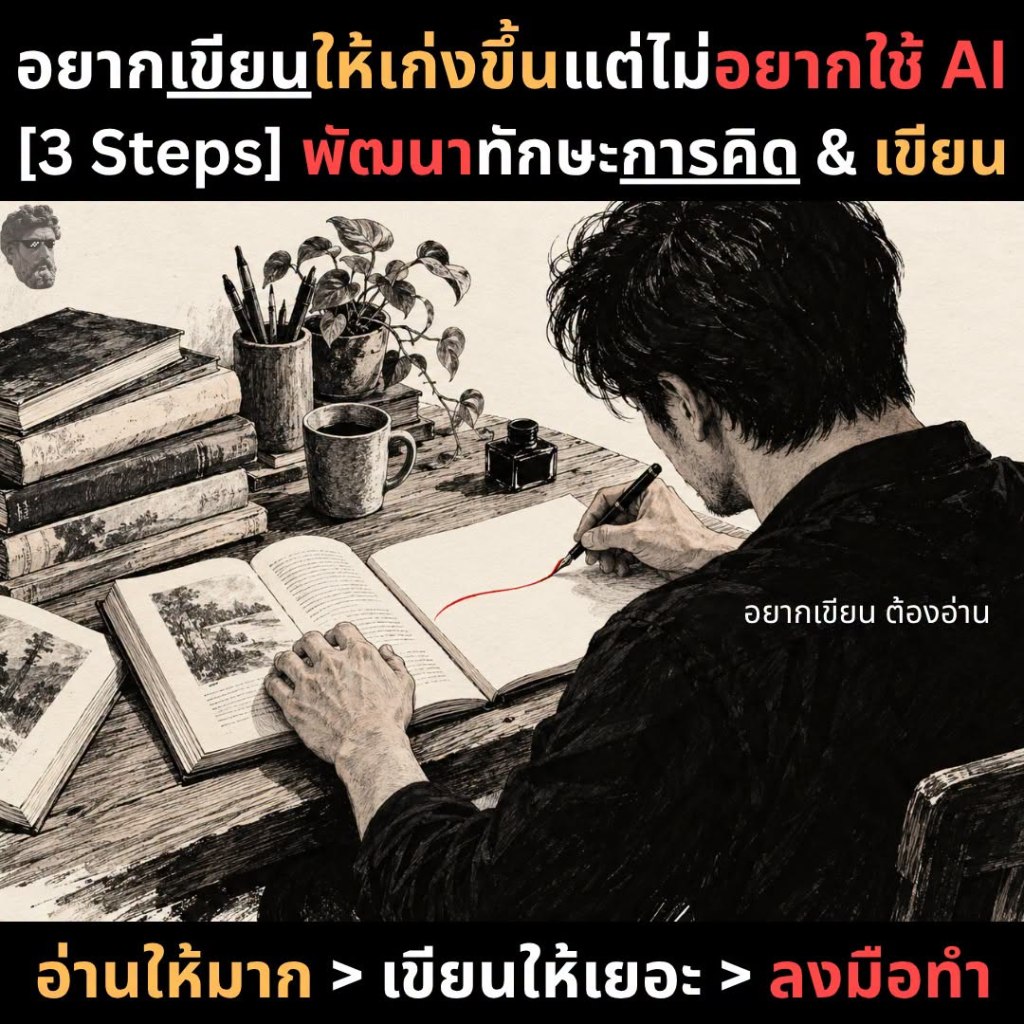 อยากเขียนให้เก่งขึ้นแต่ไม่อยากใช้ AI [3 Steps] พัฒนาทักษะการคิด &&nbsp;เขียน